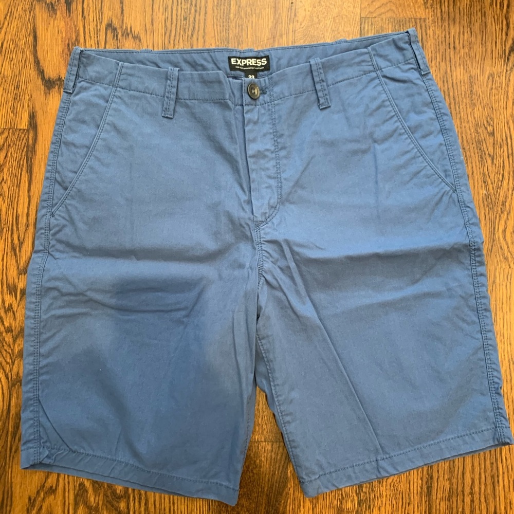 Express Men's Flat Front Shorts - Blue